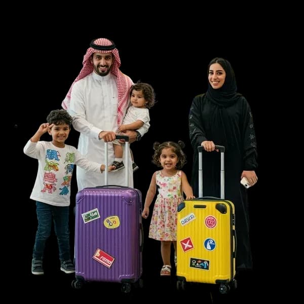 Arab family with luggage