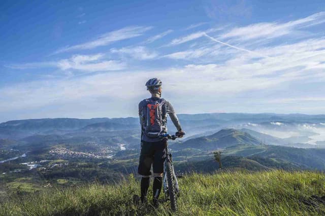 Cyclist on hill